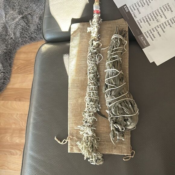 Sage Smudge Two Pack Tribal decorative cotton trim ceremonial bag Quiet Luxury - Picture 10 of 10